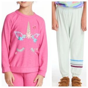 Chaser Pink Unicorn Sweatshirt Mint Green Joggers Matching Set NWT 4T $110